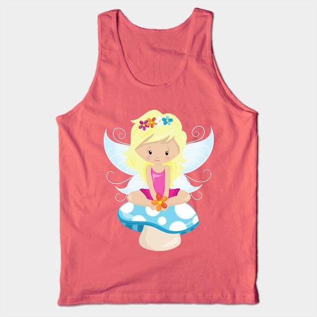 Cute Fairy, Magic Fairy, Blonde Hair, Mushroom Tank Top by Jelena Dunčević